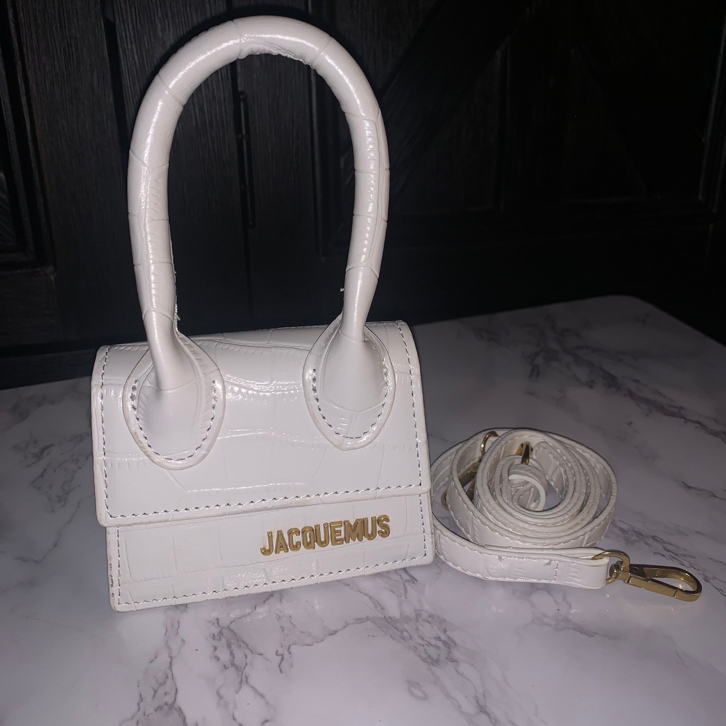 jacquemus mini bolsa white crocodile