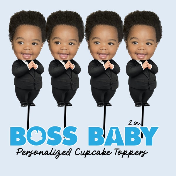 Boss Baby Boy Personalized 2" Cardstock Cupcake Toppers for Birthday Party
