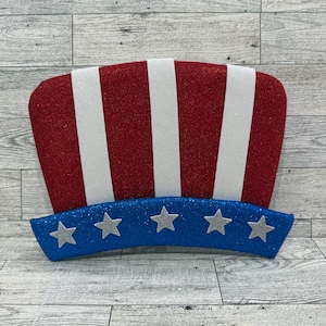 Patriotic Hat Wreath Attachment, Uncle Sam Hat, 4th of July Wreath, Memorial Day Decoration