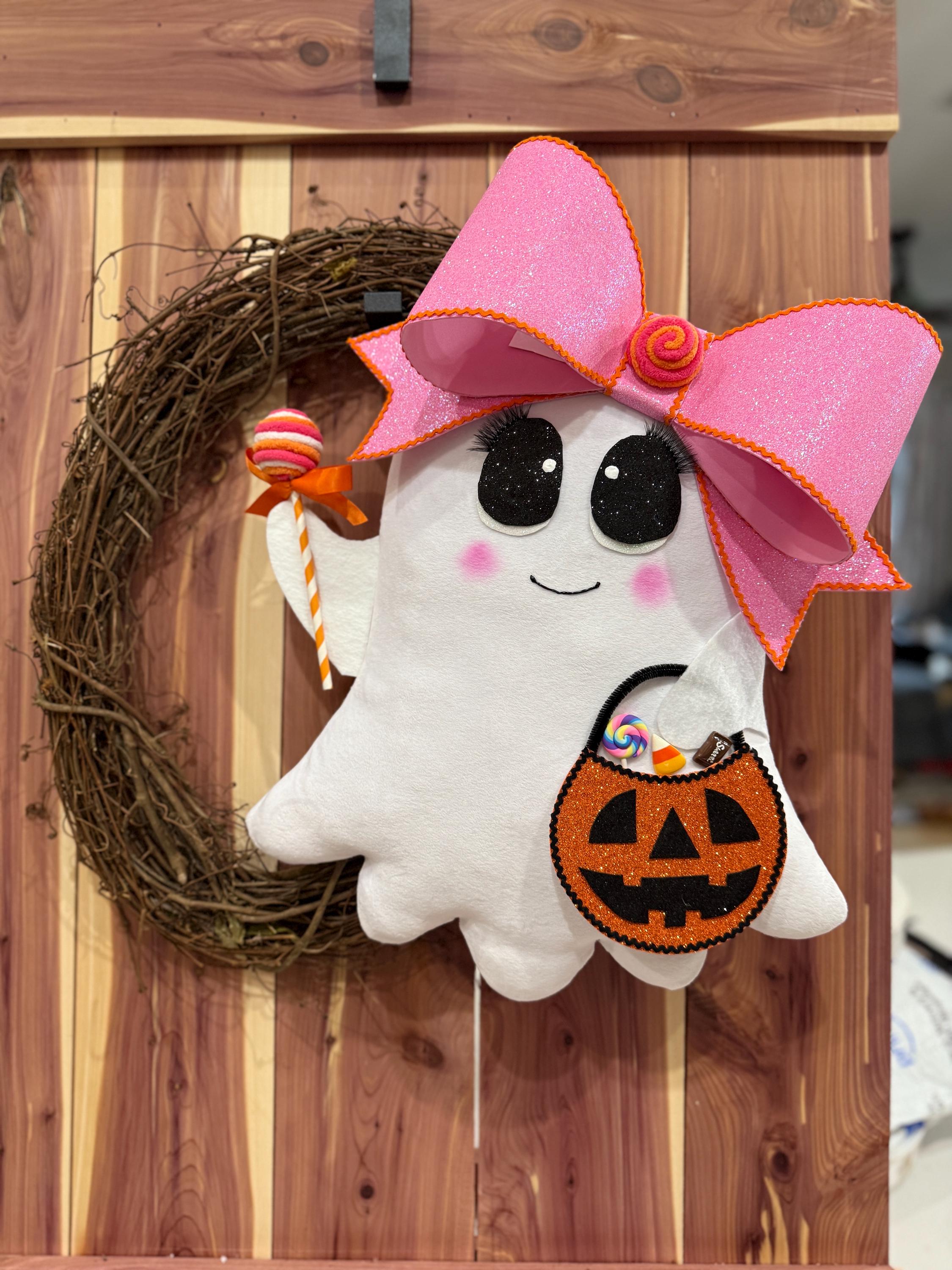 Pièce jointe de guirlande fantôme, signe de guirlande d'Halloween, signe de guirlande, grand signe d'Halloween, accroche-porte d'Halloween