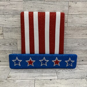 Patriotic Top Hat Wreath Attachment, Uncle Sam Attachment, 4th of July Wreath Envellishment, Patriotic Tree Topper, Patriitic Attachment