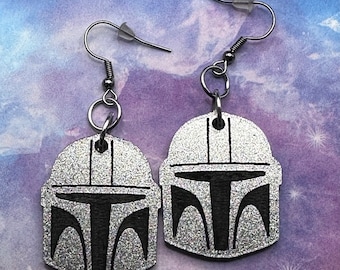 Bounty Hunter Helmet Acrylic Earrings