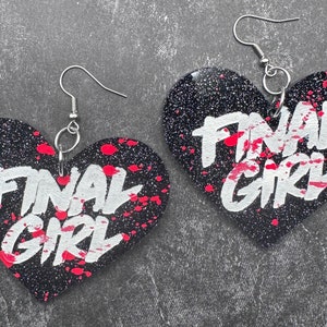 Final Girl - Horror Movie Acrylic Heart Earrings