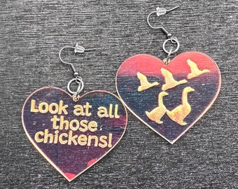 Look at all those chickens   Vine meme acrylic earrings