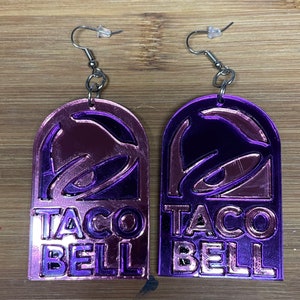 Taco Fast Food Logo Mirrored Acrylic Earrings