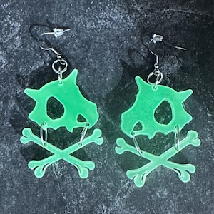 Q Bone Crossbones Acrylic Earrings GLOW IN DARK
