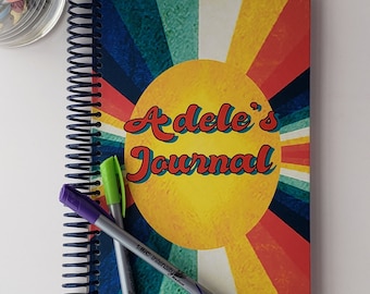 Personalized Journal and Coloring Book - Retro 70s Style Coloring Book Notebook/Journal - Perfect for the Groovy Teen or Tween