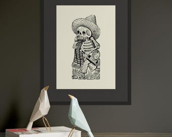 José Guadalupe Posada Calavera Print | Dia de los Muertos | Halloween Wall Art Digital Download
