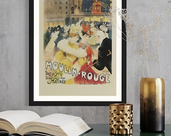 Moulin Rouge Vintage Poster | Belle Epoque Paris Cabaret Art Nouveau Print | Digital Download