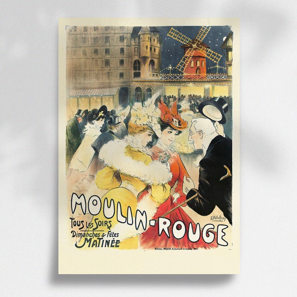 Moulin Rouge French Advertising Vintage Dancing Print | - A3 A4 A5 Poster