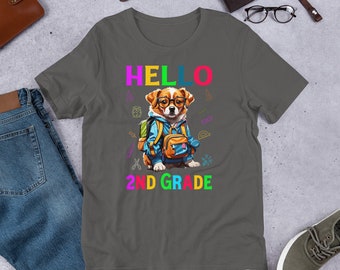 Hello 2nd Grade Shirt, School Shirt, Funny Dog Shirt, Dog Lover Shirt, Trendy Graphic Shirt, Soft Cotton Shirt, Short Sleeve Shirt