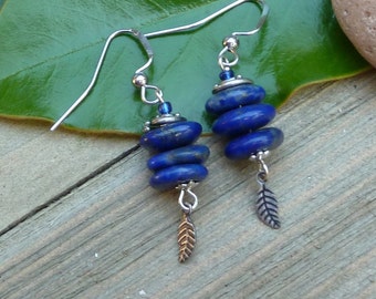 Lapis Lazuli and Pewter Dangle Earrings | Lapis Lazuli Earrings | Genuine Lapis Lazuli | Handmade Earrings | Handmade | Blue Earrings