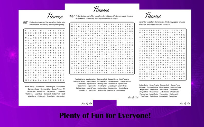 Printable Word Searches PDF Instant Download Family Friendly Tons of ...
