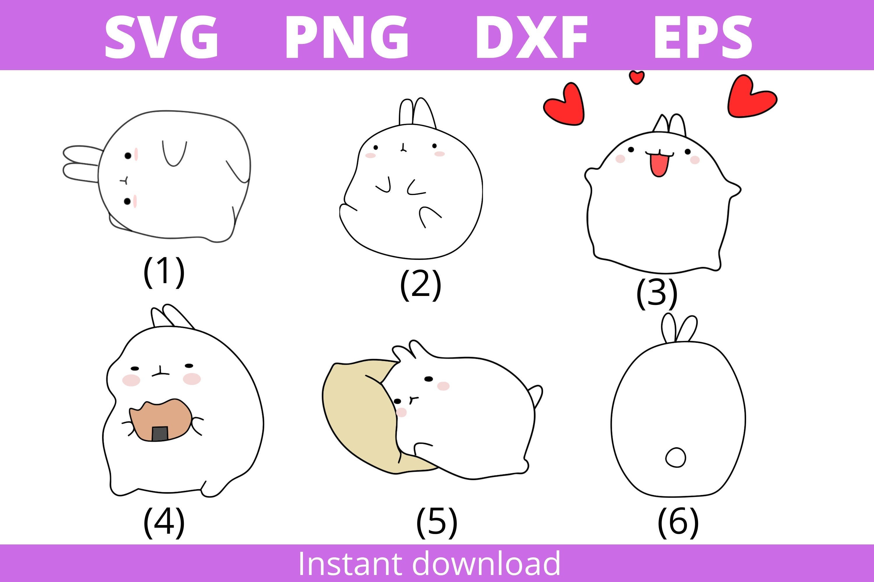 Cute Bunny Svg Png Dxf Eps Files | Instant Download Files - Etsy