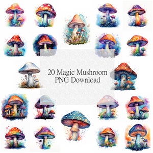 20 pacote de arquivos de download PNG de cogumelo cósmico mágico