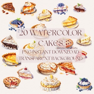 Torta de aquarela PNG Clip art download transparente clipart Uso comercial Torta de limão Torta de creme Torta de abóbora Torta de mirtilo Torta de chocolate