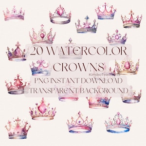 Watercolor Princess Crown PNG Digital Download Clipart Commercial Use
