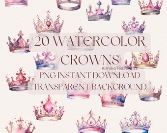 Watercolor Princess Crown PNG Digital Download Clipart Commercial Use