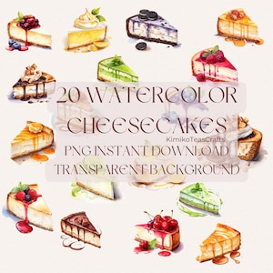 Watercolor Cheesecake PNG Digital Download Clipart Transparent Background Commercial Use