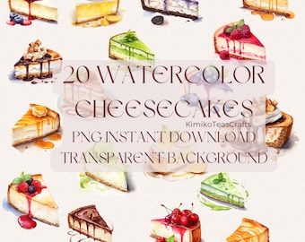 Watercolor Cheesecake PNG Digital Download Clipart Transparent Background Commercial Use