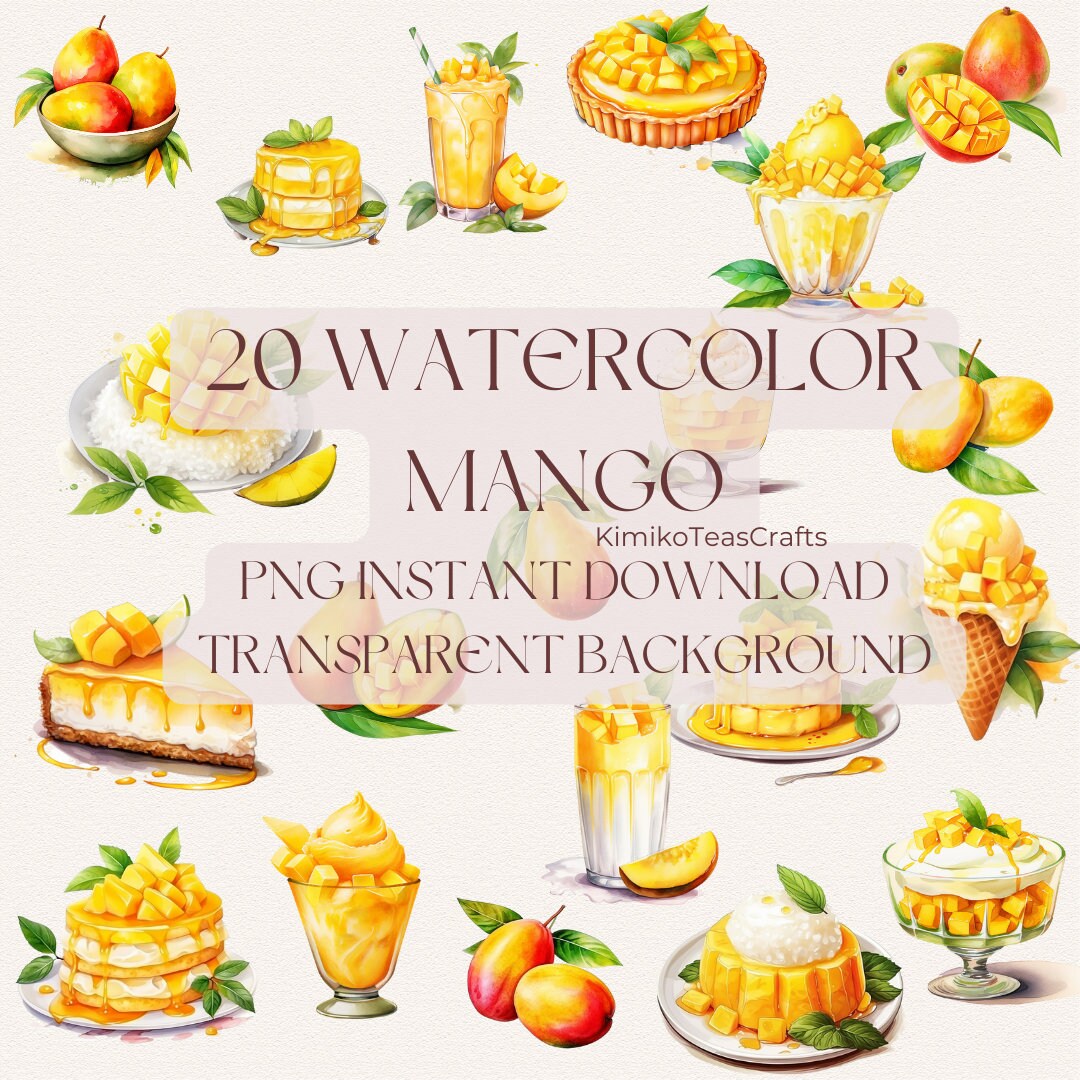 Mango Colore Mango Watercolor Desserts Drinks Sweets Clipart Digital Download PNG - Etsy
