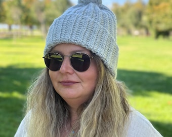 Hand Knit Multicolor Scrap Beanie: Chunky Crochet Boho Winter Cap