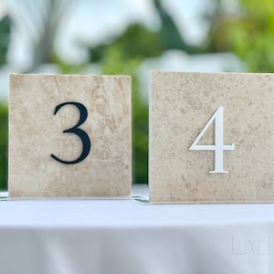3D Marble Stone Table Numbers | Wedding Unique Signage | Custom Layered Decor | Table Numbers | Tablescape Decor | Natural Marble