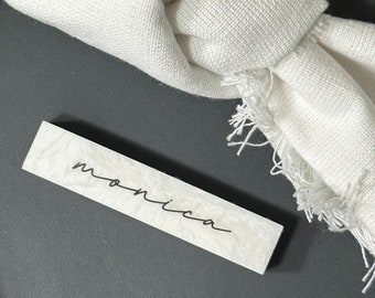 Marble Stone Acrylic Place Card Settings - Long Rectangle , Stone place names,  Wedding place names, wedding place card settings