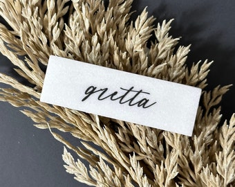 Marble Stone Acrylic Place Card Settings - Long Rectangle , Stone place names,  Wedding place names, wedding place card settings