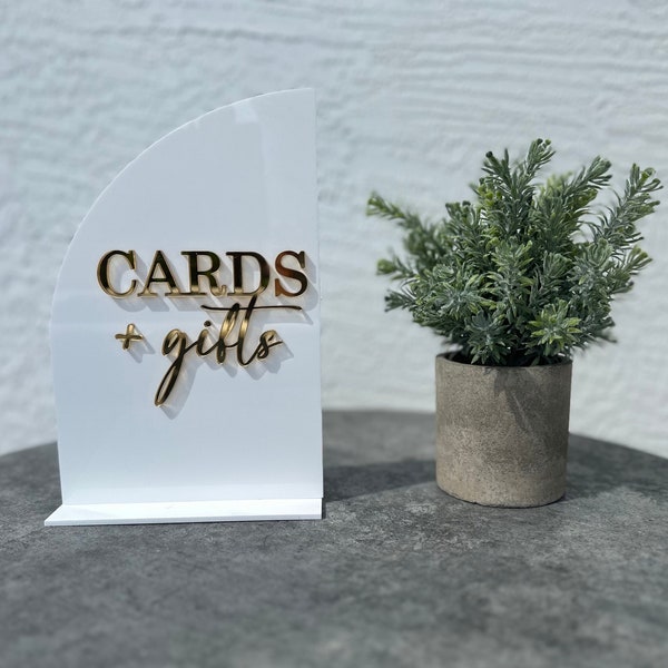 3D Cards and Gifts Half Arch Table Sign | Arch Wedding Sign | Modern Wedding Decor | Favor Sign | Party Tabletop Signs