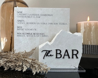 Marble Stone Bar Sign | Wedding Unique Signage | Menu sign | Drink Sign | Bar Sign | Signature Drinks | Duo Sign