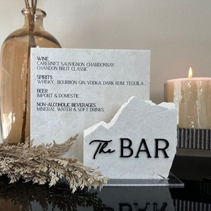 Marble Stone Bar Sign | Wedding Unique Signage | Menu sign | Drink Sign | Bar Sign | Signature Drinks | Duo Sign