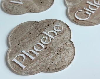 Faux Stone Acrylic Place Card Settings | Acrylic place names | Travertine Marble Looking | Wedding Place Card | Meal Choice | Table Number