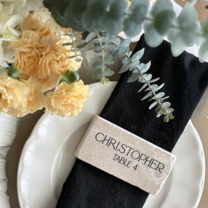 Travertine Stone Place Card | Acrylic Wedding Place Name | Matte Finish image 1