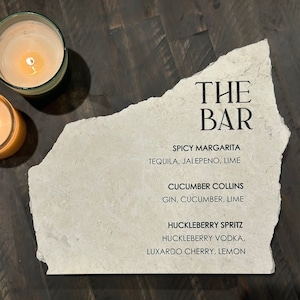 Marble Stone Bar Sign | Wedding Unique Signage | Menu sign, Drink Sign, Bar Sign | Signature Drinks