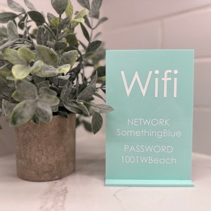 Wifi Acrylic Sign with Stand, Username and Password Sign, Home Decor Sign, Free Wifi Sign, Custom Wifi Sign, Wifi Sign for Guests