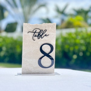 3D Marble Stone Table Numbers | Wedding Unique Signage | Custom Layered Decor | Table Numbers | Tablescape Decor | Travertine Looking