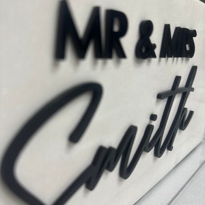 3D Acrylic Marble Stone Sign | Mr and Mrs Sweetheart Table Sign ...