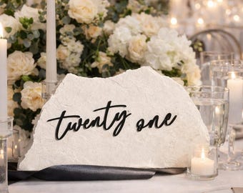 Números de mesa de casamento em mármore branco com acrílico 3D | Placas de pedra personalizadas para recepção