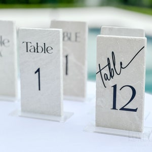 Marble Stone Table Numbers | Wedding Unique Signage | Custom Layered Decor | Table Numbers | Tablescape Decor | Natural Marble Travertine
