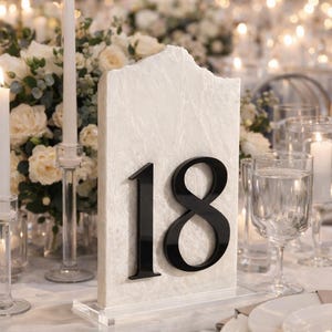 Números de mesa de piedra de mármol 3D / Señalización única para bodas / Decoración en capas personalizada / Números de mesa / Decoración de mesas / Mármol natural