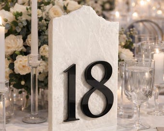 3D Marble Stone Table Numbers | Wedding Unique Signage | Custom Layered Decor | Table Numbers | Tablescape Decor | Natural Marble
