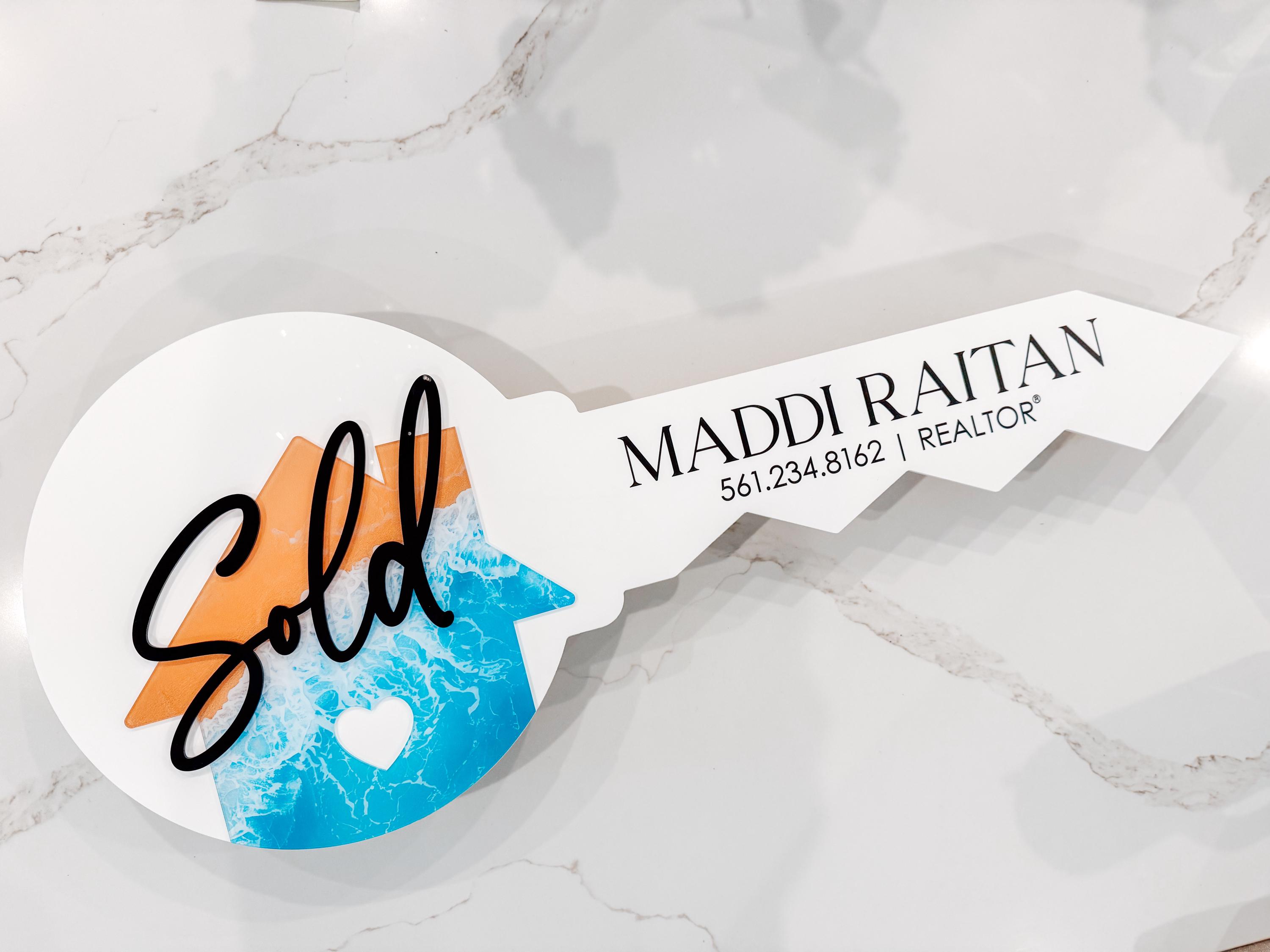 Realtor Closing Key Personalized Realtor Closing Key | Ocean Wave Acrylic Sold Sign - Etsy