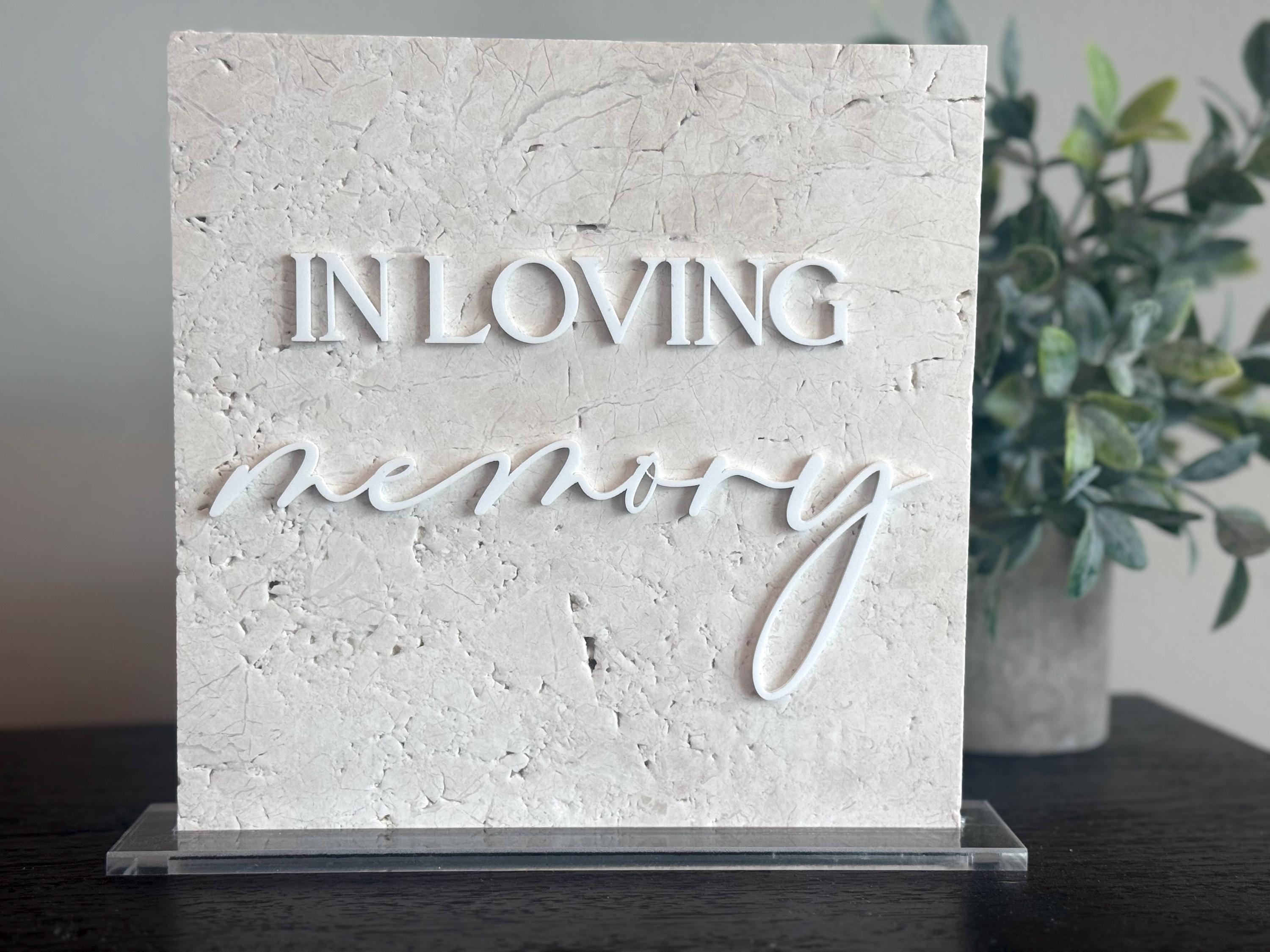 Marble 3D in Loving Memory Table Sign | Modern Wedding Decor | Favor ...