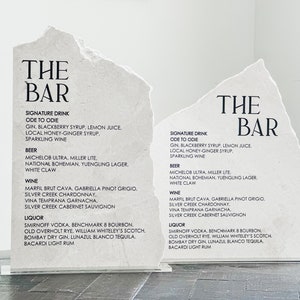 Marble Stone Bar Sign | Wedding Unique Signage | Menu sign, Drink Sign, Bar Sign | Signature Drinks