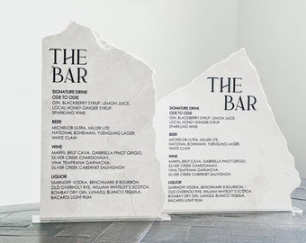 Marble Stone Bar Sign | Wedding Unique Signage | Menu sign, Drink Sign, Bar Sign | Signature Drinks