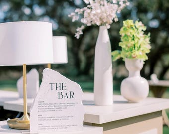 Marble Stone Bar Sign | Wedding Unique Signage | Menu sign, Drink Sign, Bar Sign | Signature Drinks