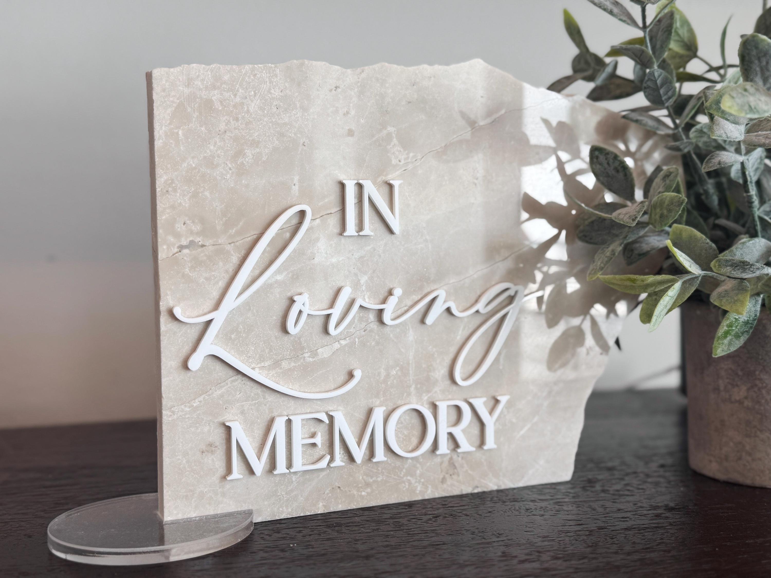 Marble 3D in Loving Memory Table Sign | Modern Wedding Decor | Favor ...