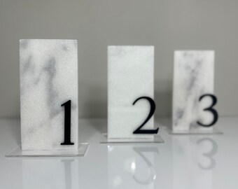 3D Marble Stone Table Numbers | Wedding Unique Signage | Custom Layered Decor | Table Numbers | Tablescape Decor | Natural Marble