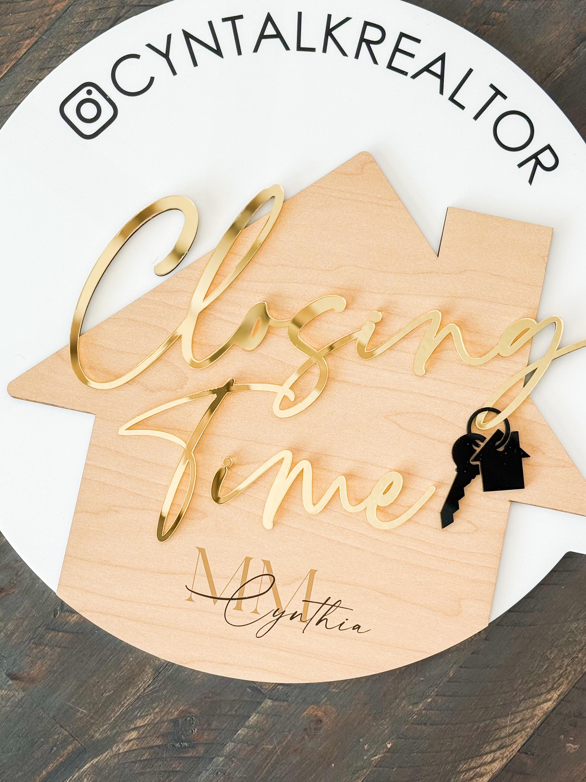 Realtor Closing Key Personalized Realtor Closing Key | Acrylic & Wood Sold Sign - Etsy